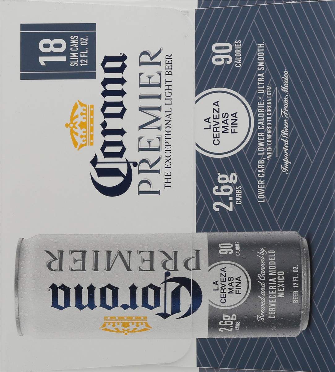 slide 8 of 8, Corona Premier Mexican Lager Light Beer, 18 pk 12 fl oz Cans, 4.0% ABV, 18 ct