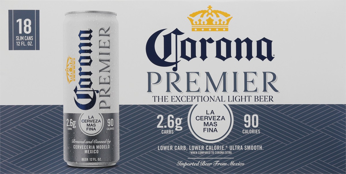 slide 7 of 8, Corona Premier Mexican Lager Light Beer, 18 pk 12 fl oz Cans, 4.0% ABV, 18 ct