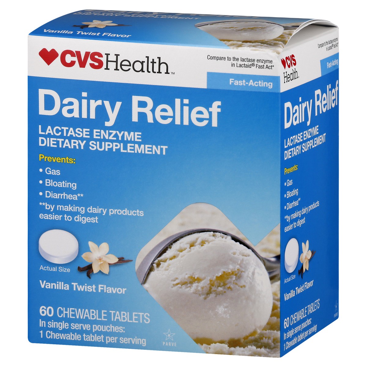 slide 9 of 12, CVS Health Fast Acting Dairy Relief Chewable Tablets, Vanilla Twist, 60 Ct, 60 ct