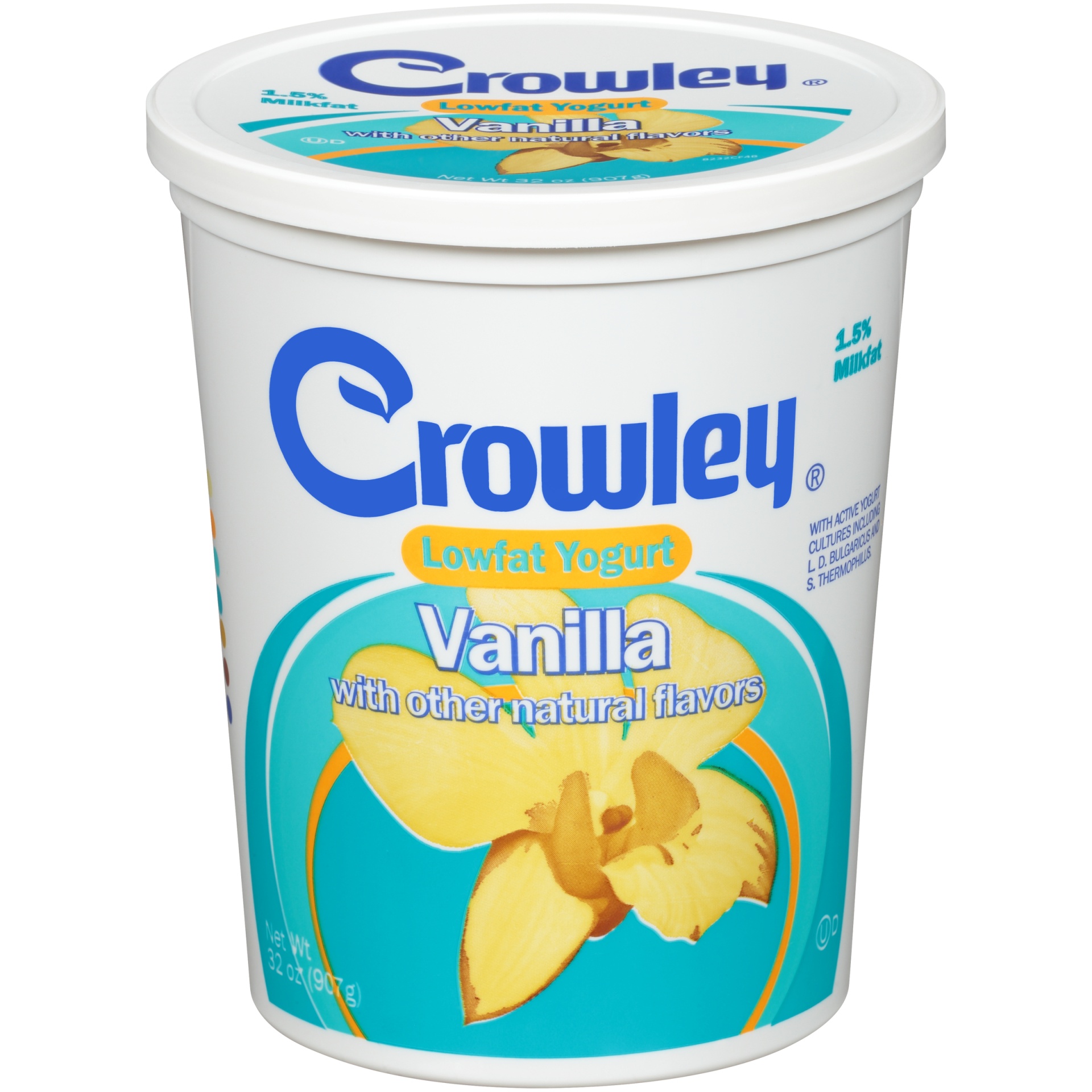 slide 1 of 7, Crowley Low Fat Vanilla Yogurt, 32 oz