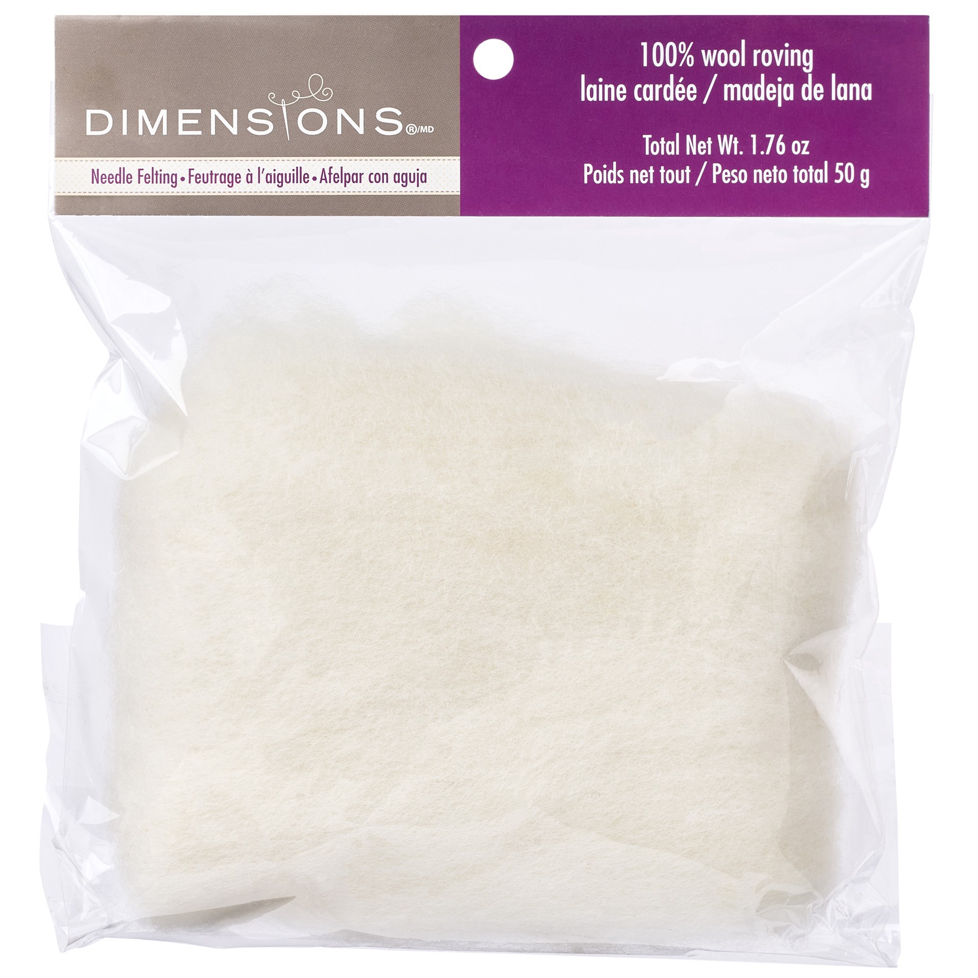 slide 2 of 3, Dimensions Bulk White Wool Roving, 1.76 oz