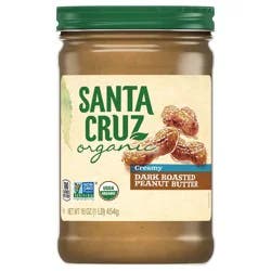 Santa Cruz Organic Creamy Dark Roasted Peanut Butter, 16 Ounces