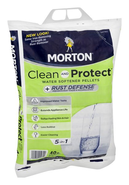 slide 1 of 4, Morton Clean and Protect Plus Rust Defense Water Softener Pellets 40 lb, 40 lb