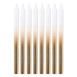 American Greetings White & Gold Ombre Birthday Candles, 8 Count