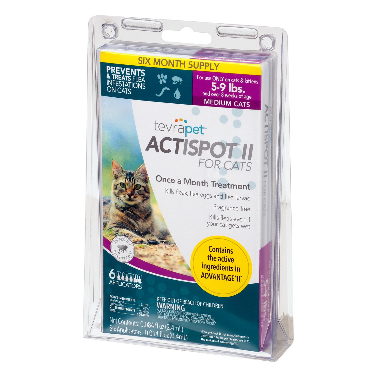 slide 3 of 9, Tevra Pet Actispot II Flea Drops for Cats- 5-9 lbs, 6 ct