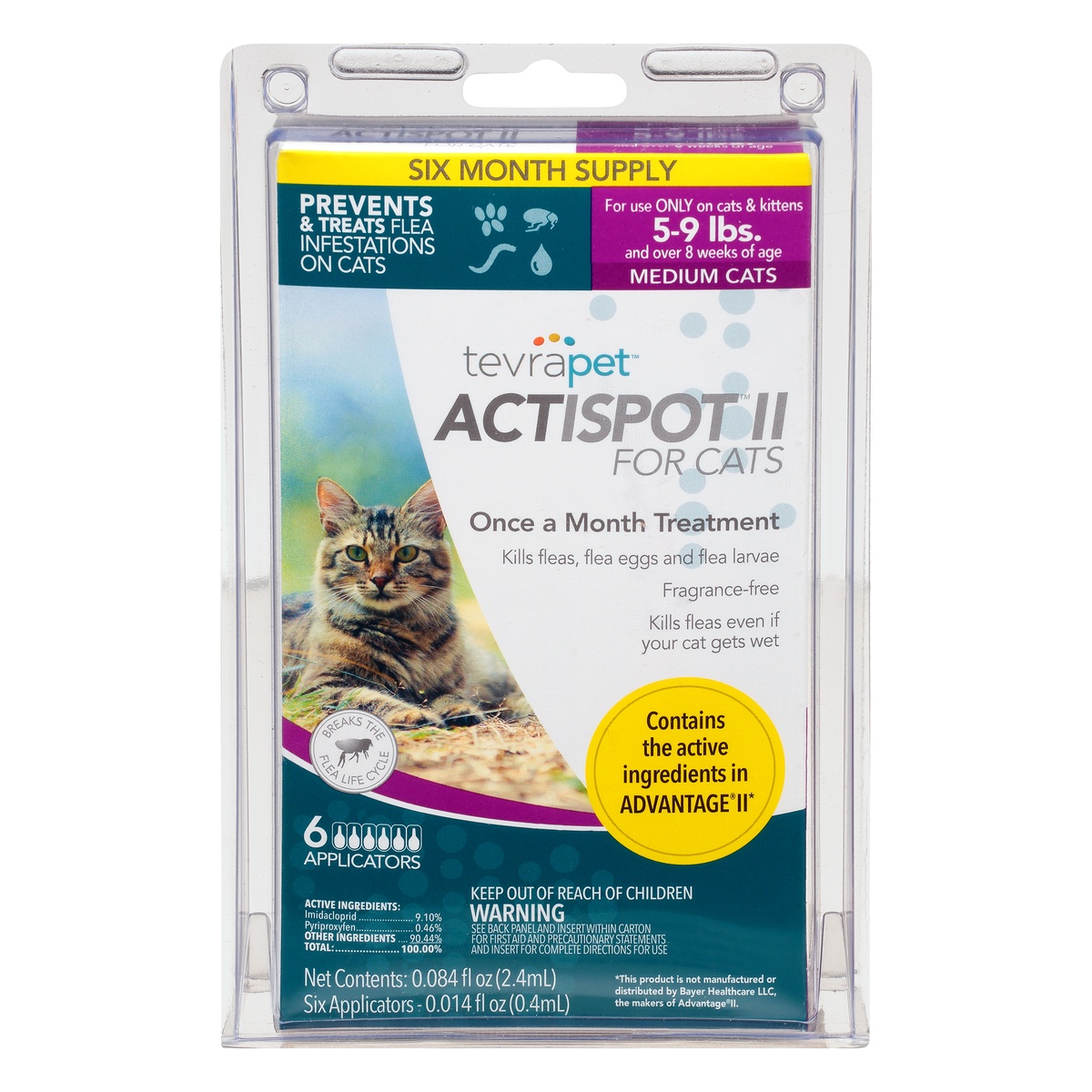 slide 1 of 1, Tevra Pet Actispot II Flea Drops for Cats- 5-9 lbs, 6 ct