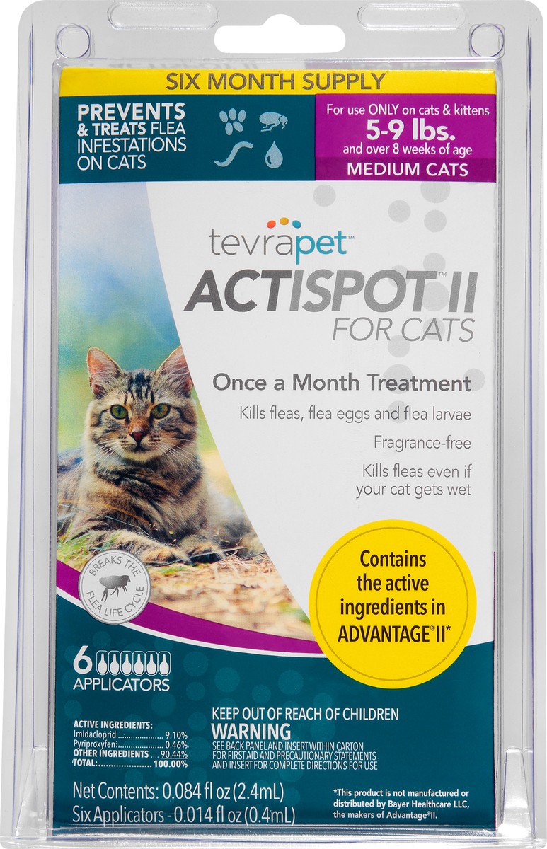 slide 7 of 9, Tevra Pet Actispot II Flea Drops for Cats- 5-9 lbs, 6 ct
