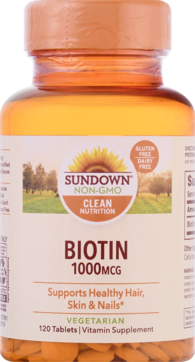 slide 9 of 9, Sundown Non-GMO 1000 mcg Tablets Biotin 120 ea, 120 ct