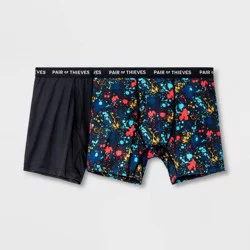 Pair of Thieves Men's Super Fit Paint Splatter Boxer Briefs - Black/Blue XL (2 Pack)