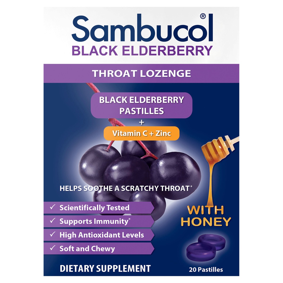 slide 1 of 1, Sambucol Black Elderberry Pastilles 20ct, 20 ct