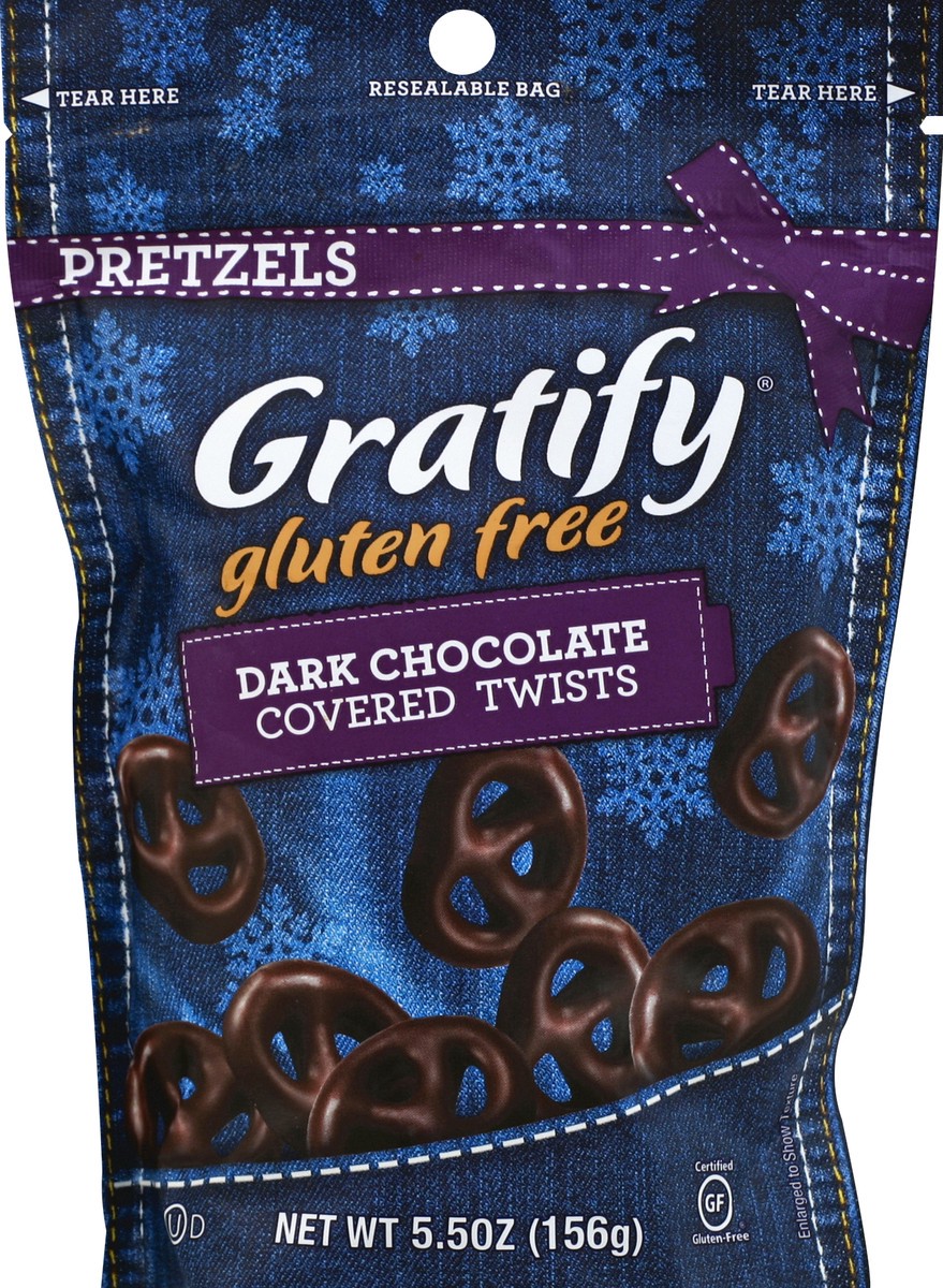 slide 2 of 2, Gratify Pretzels Dark Chocolate Covered Twists, 5.5 oz