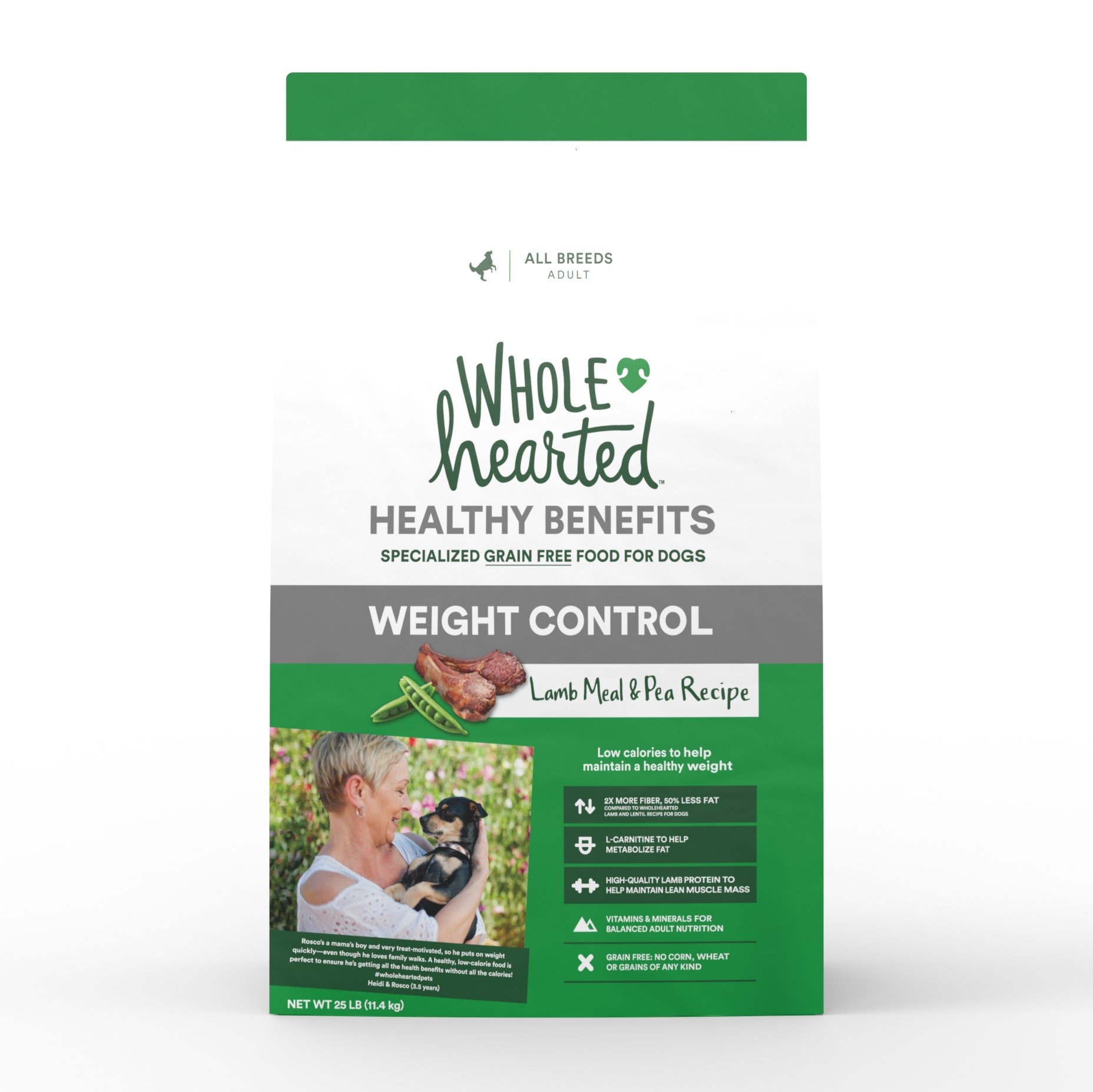 slide 1 of 1, WholeHearted Healthy Benefits Weight Control Lamb and Pea Recipe Dry Dog Food, 25 lb