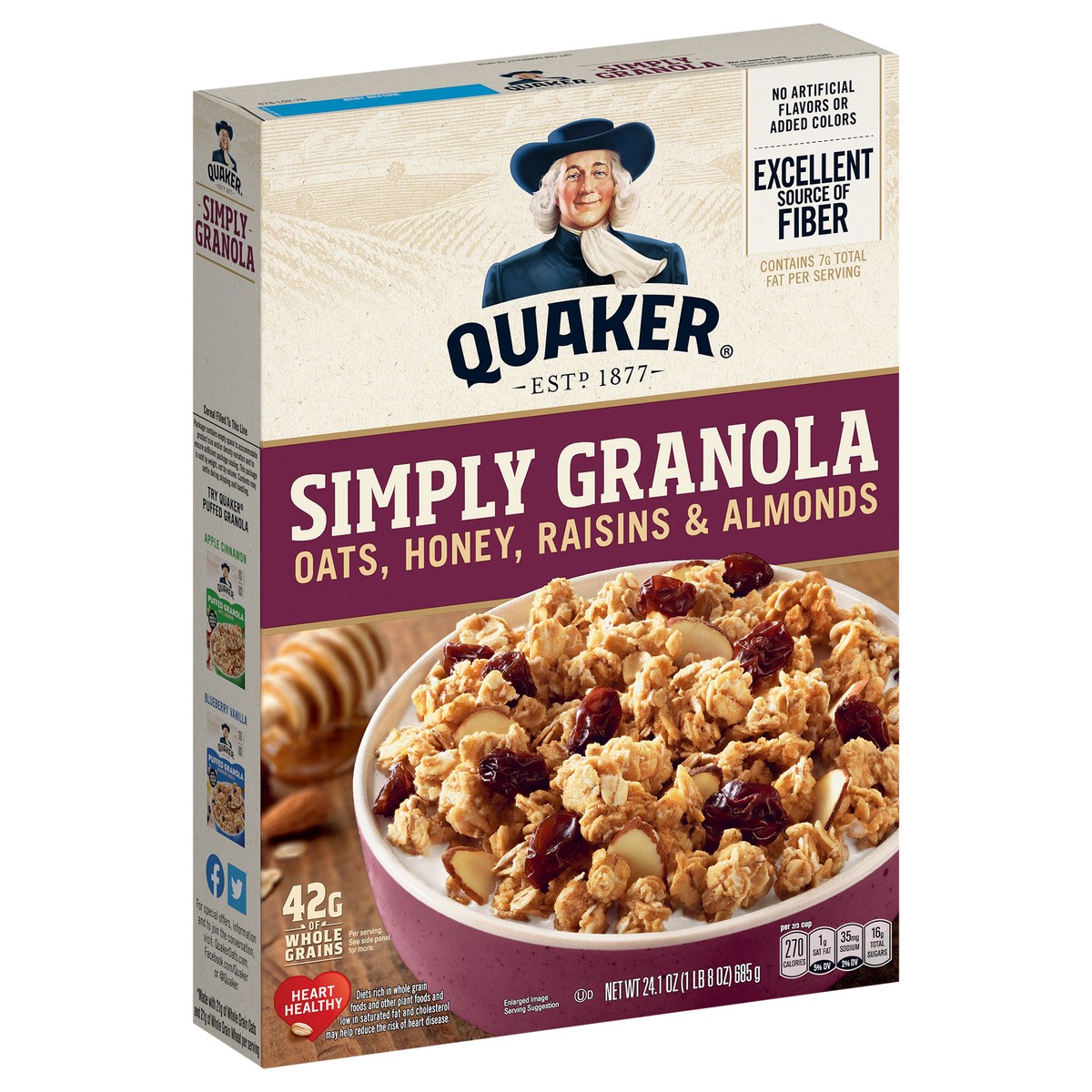 slide 4 of 6, Quaker Simply Granola Raisin, Oats, Honey, Raisin and Almond - 24.1oz, 24.1 oz