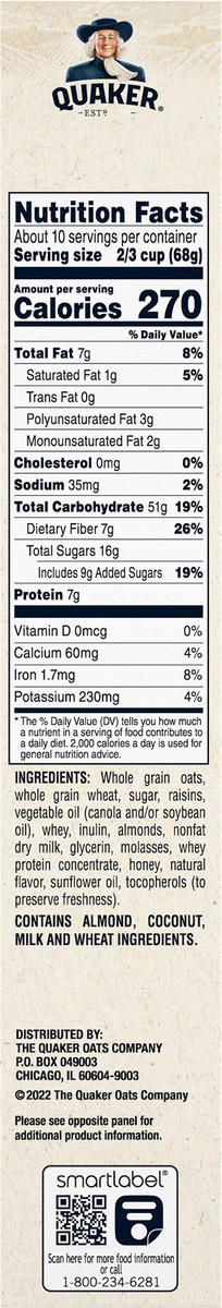 slide 5 of 6, Quaker Simply Granola Raisin, Oats, Honey, Raisin and Almond - 24.1oz, 24.1 oz