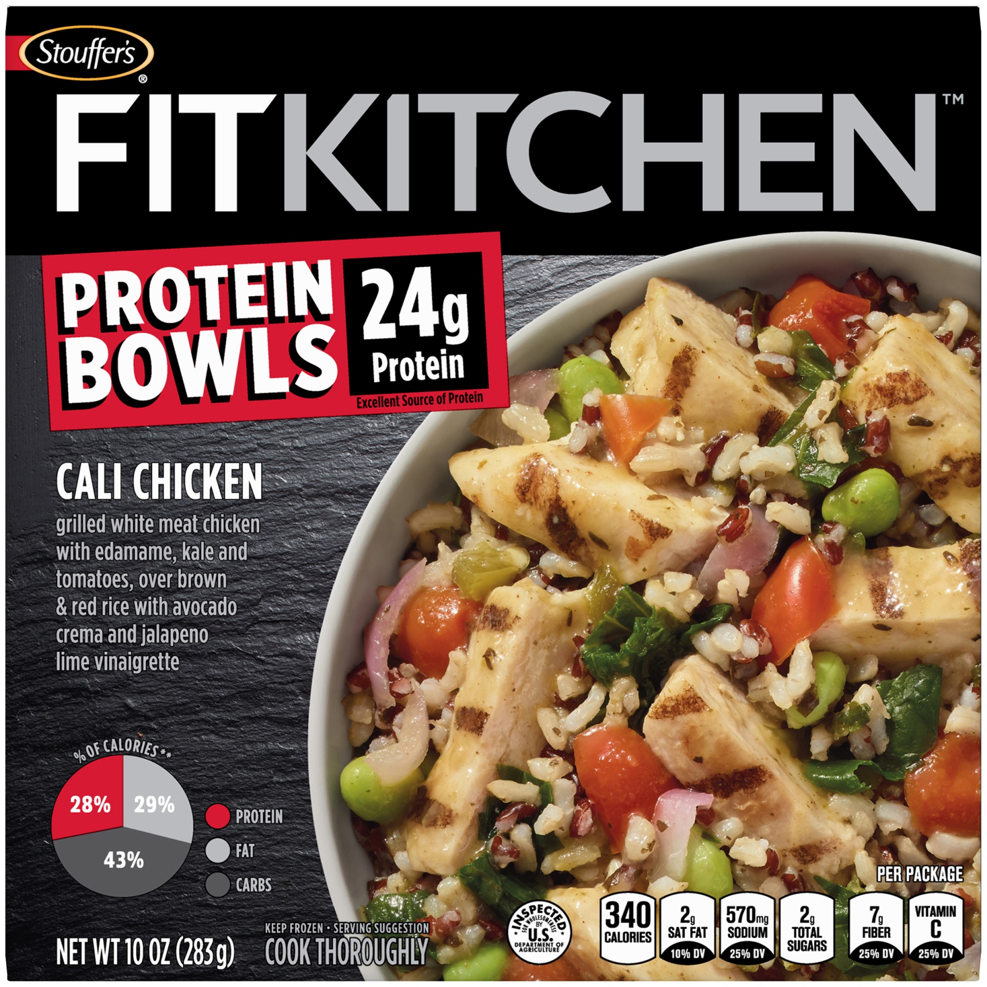 slide 1 of 10, Stouffer's Fit Kitchen Protein Bowls Cali Chicken, 10 oz