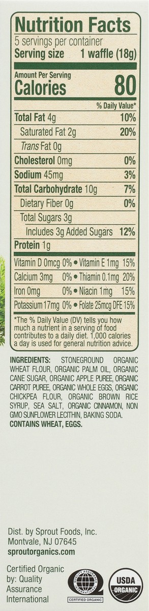 slide 8 of 9, Sprout Organics Wafflez Cocomelon Apple, Carrot & Cinnamon Wheat Snack 5 - 0.63 oz Packets, 5 ct