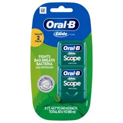 Oral-B Glide w Scope flavor, Mint Dental Floss, 2 count, 80 meters
