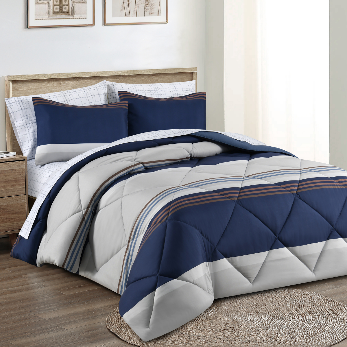 slide 3 of 4, C & C CALIFORNIA C&C California Stripe Bedding Ensemble, Full, 1 ct