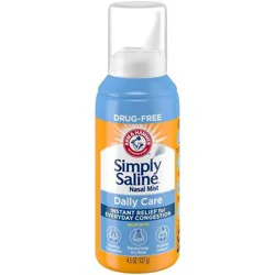 Simply Saline Daily Care Nasal Mist, Drug-Free Non-Drowsy Saline Spray for Instant Nasal Congestion and Allergy Relief, Use as Often as Needed, Suitable to Use if Pregnant, 4.5 oz (127 g)