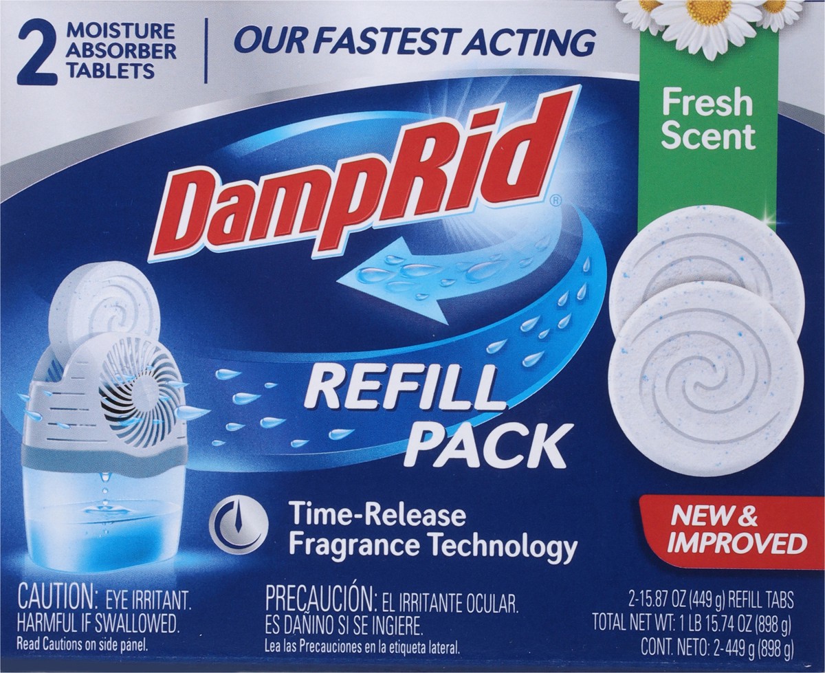 slide 2 of 12, DampRid Tablets Fresh Scent Moisture Absorber Refill Pack 2 - 15.87 oz Refill Tabs, 2 ct