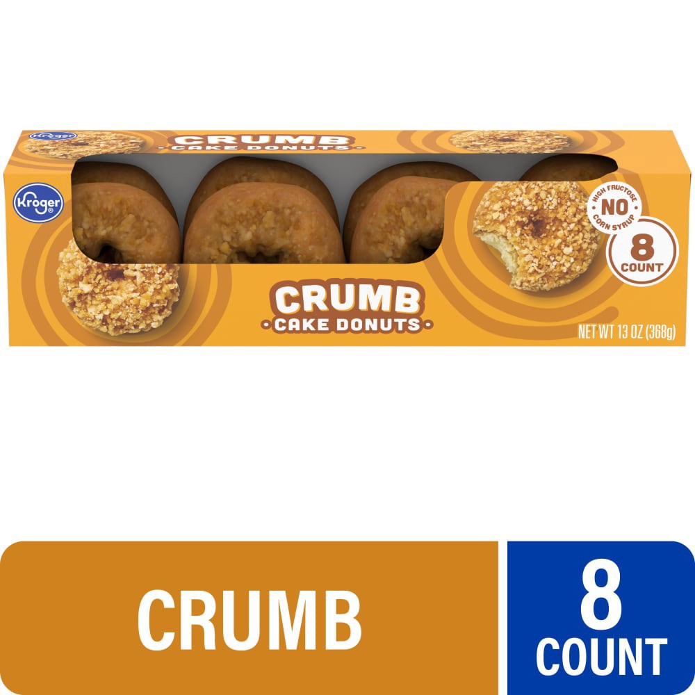 slide 1 of 2, Kroger Crumb Cake Donuts, 8 ct