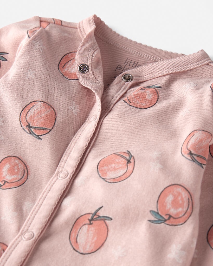 slide 3 of 3, Littleplanet Baby Organic Cotton Sleep & Play Pajamas in Peach Print Peach 3M, 1 ct