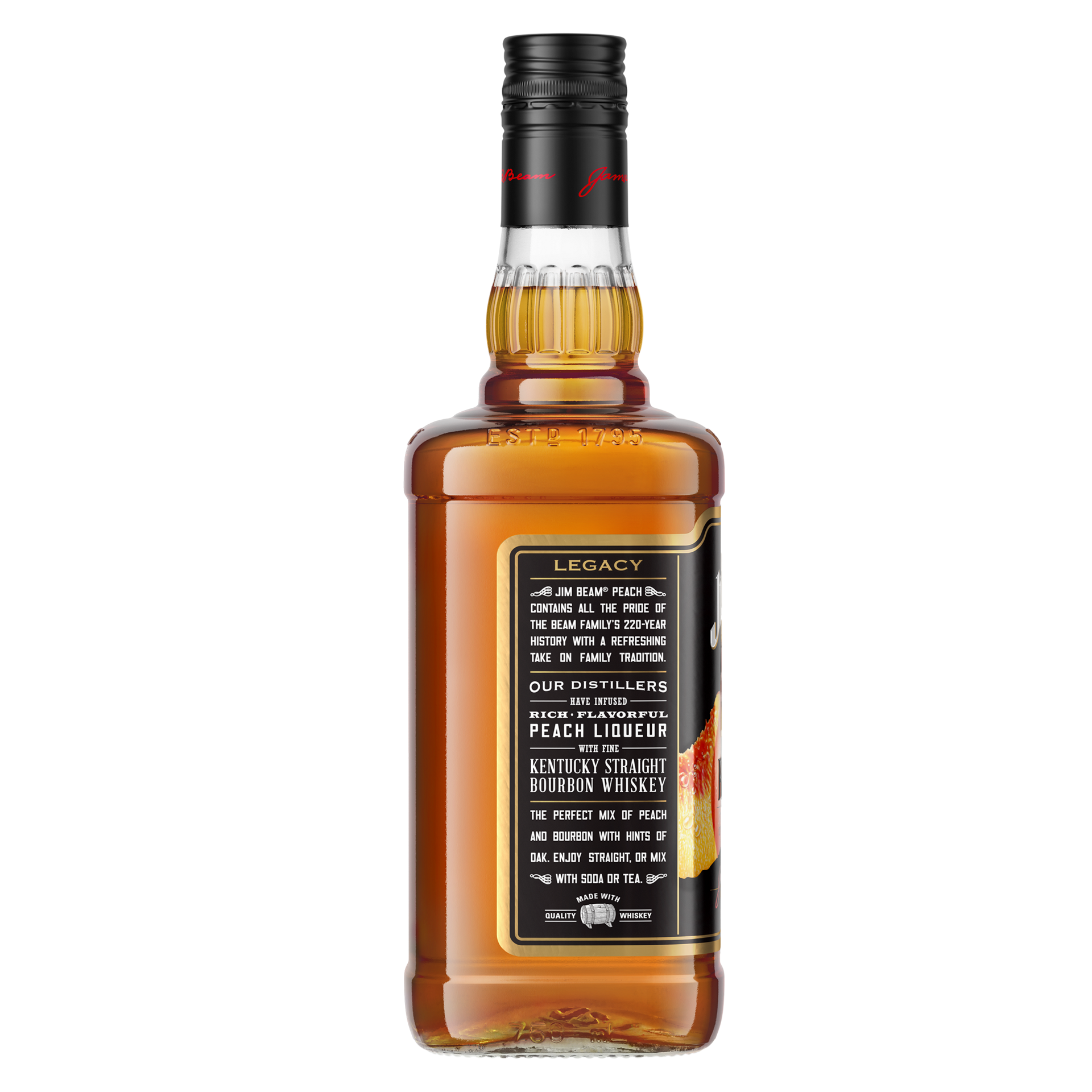 slide 3 of 4, Jim Beam Peach Liqueur with Kentucky Straight Bourbon Whiskey 750 ml, 750 ml