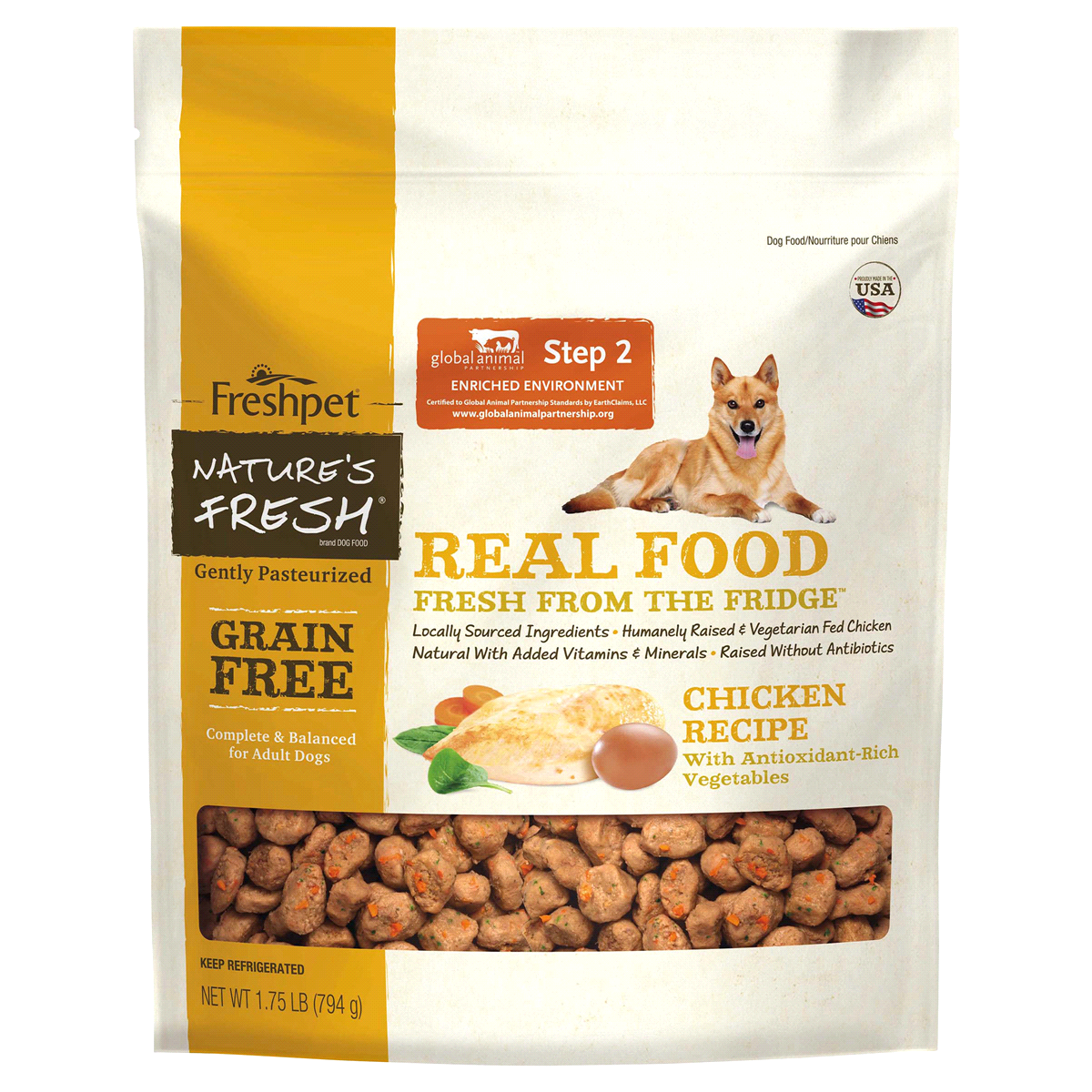 slide 1 of 1, Freshpet Nature's Grain Free Chicken Roasted Meals Wet Dog Food, 1.75 lb