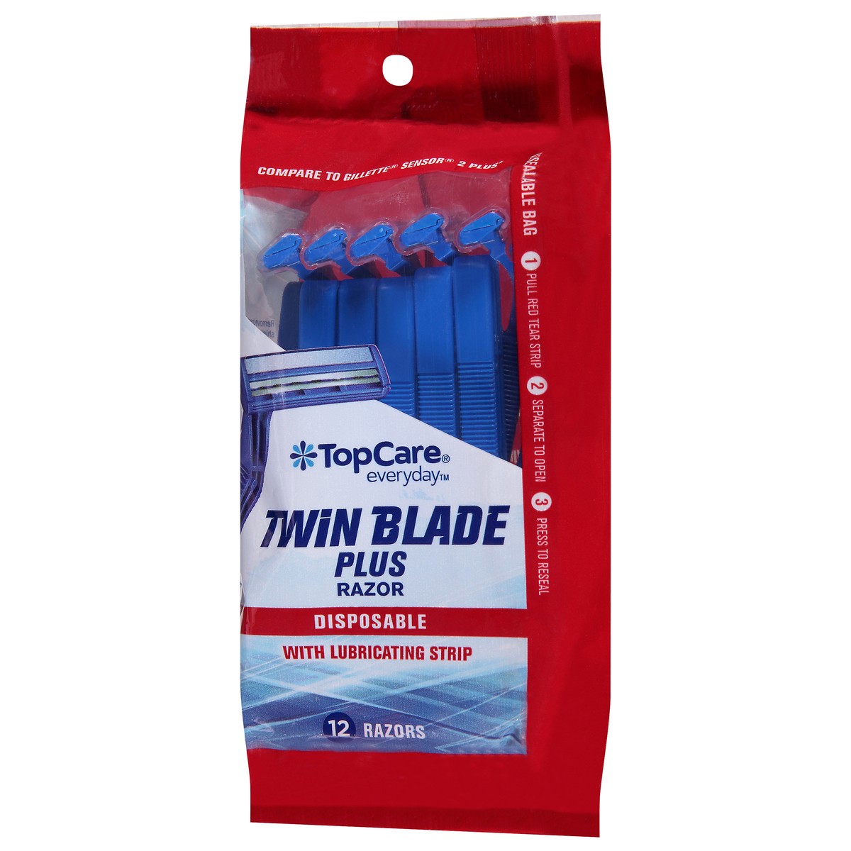 slide 11 of 12, TopCare Everyday with Lubricating Strip Disposable Twin Blade Plus Razor 12 ea, 12 ct