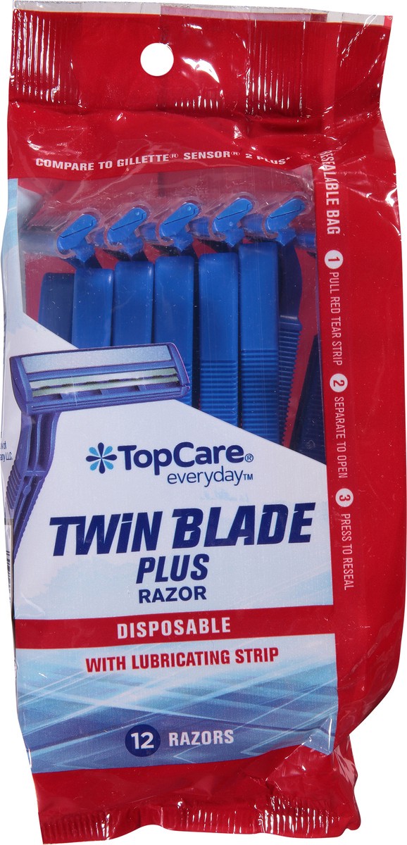 slide 1 of 12, TopCare Everyday with Lubricating Strip Disposable Twin Blade Plus Razor 12 ea, 12 ct