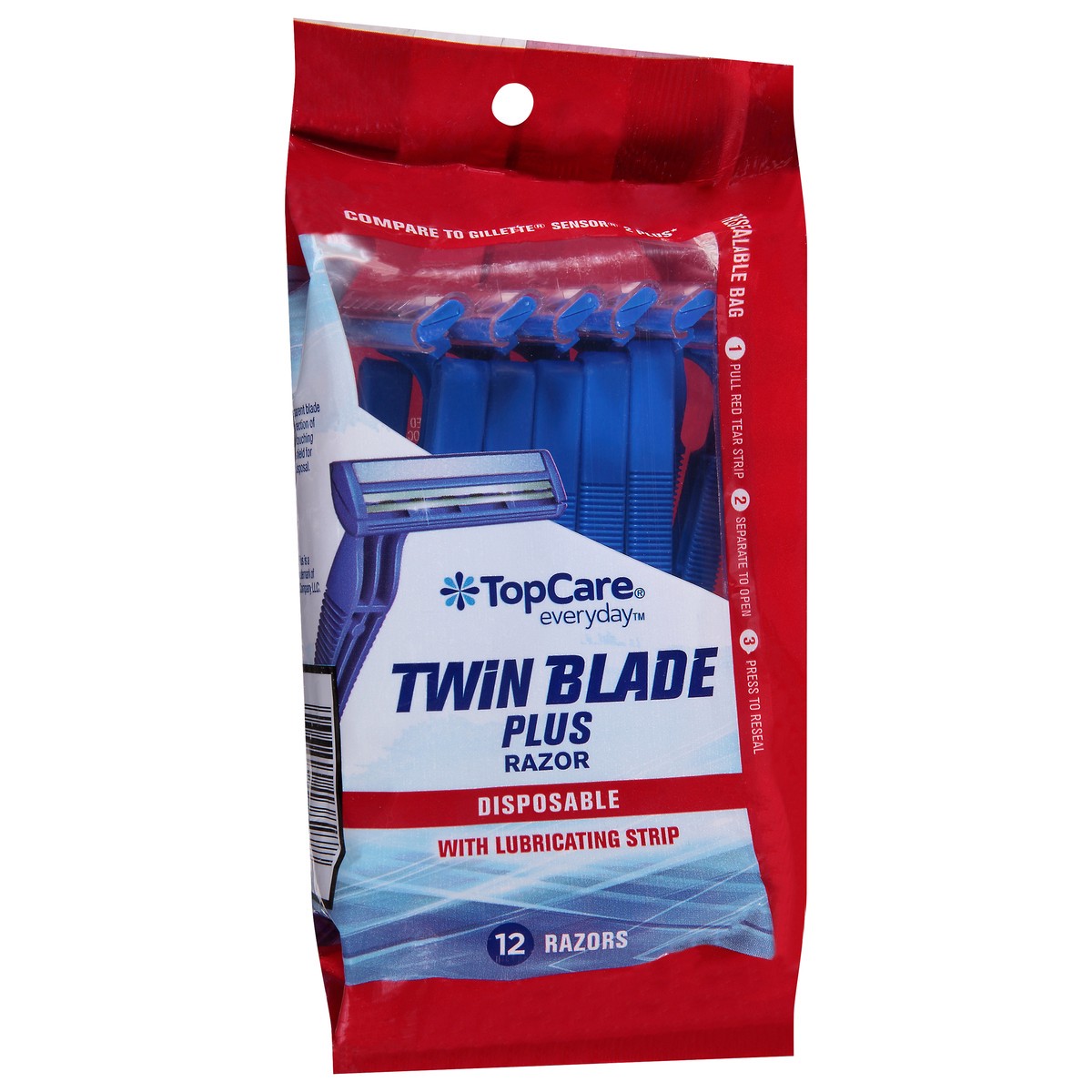 slide 12 of 12, TopCare Everyday with Lubricating Strip Disposable Twin Blade Plus Razor 12 ea, 12 ct