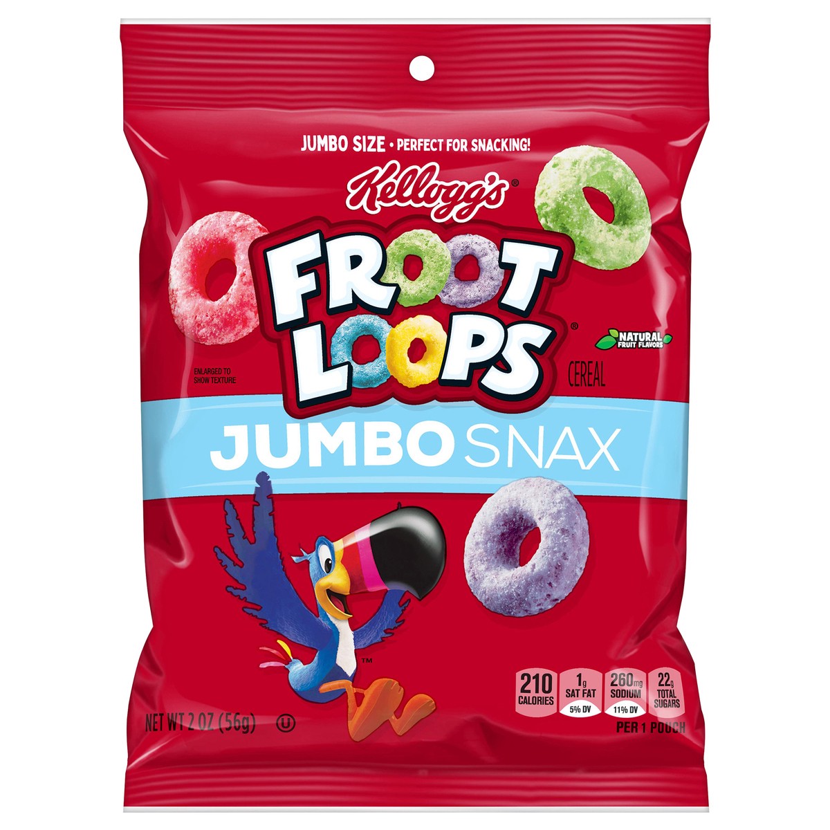 slide 5 of 7, Froot Loops Kellogg's Jumbo Snax Froot Loops, Perfect for Snacking, 2oz pouch, 2 oz