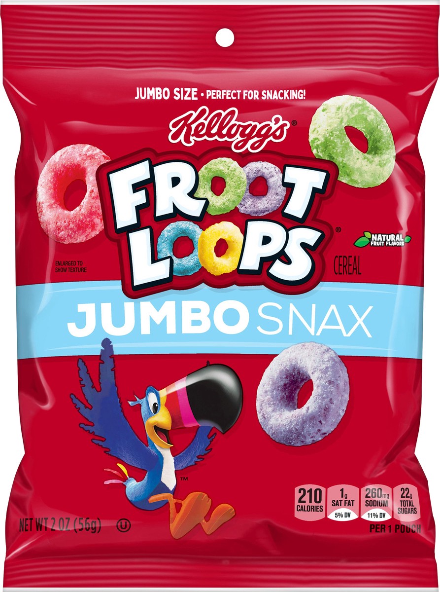 slide 4 of 7, Froot Loops Kellogg's Jumbo Snax Froot Loops, Perfect for Snacking, 2oz pouch, 2 oz