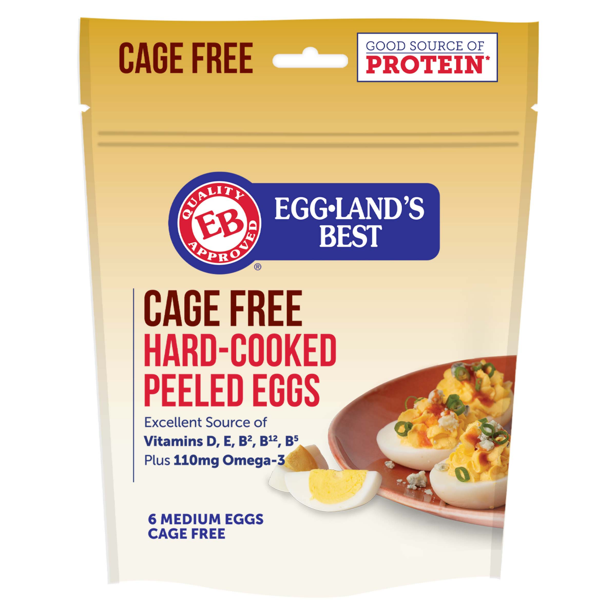 slide 1 of 9, Eggland's Best Cage Free Hard-Cooked Peeled Eggs, 6 ct