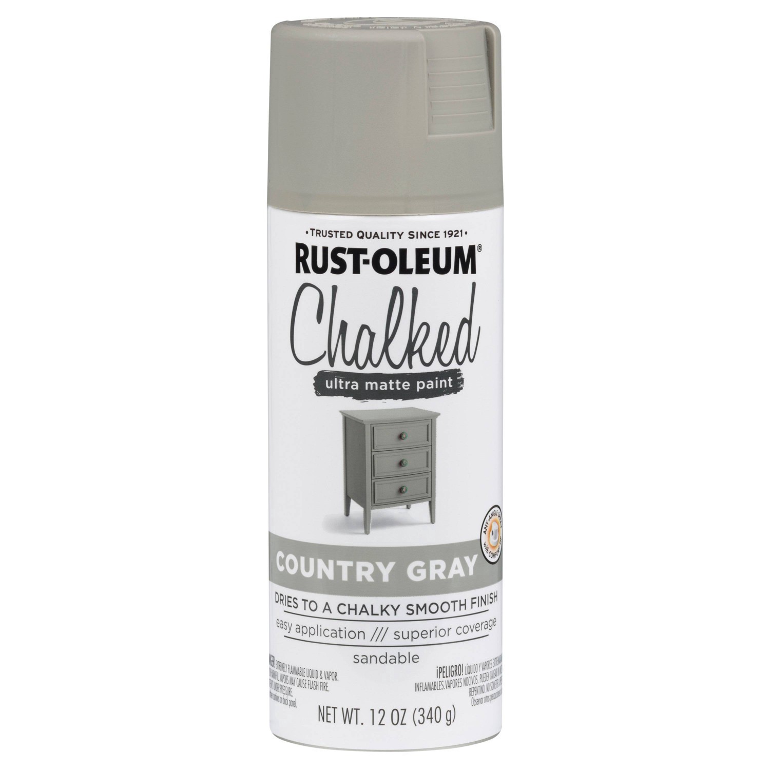 slide 38 of 41, Rust-Oleum 12oz Chalked Ultra Matte Spray Paint Country Gray, 12 oz