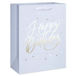 American Greetings Happy Birthday Script Lavender Large Gift Bag