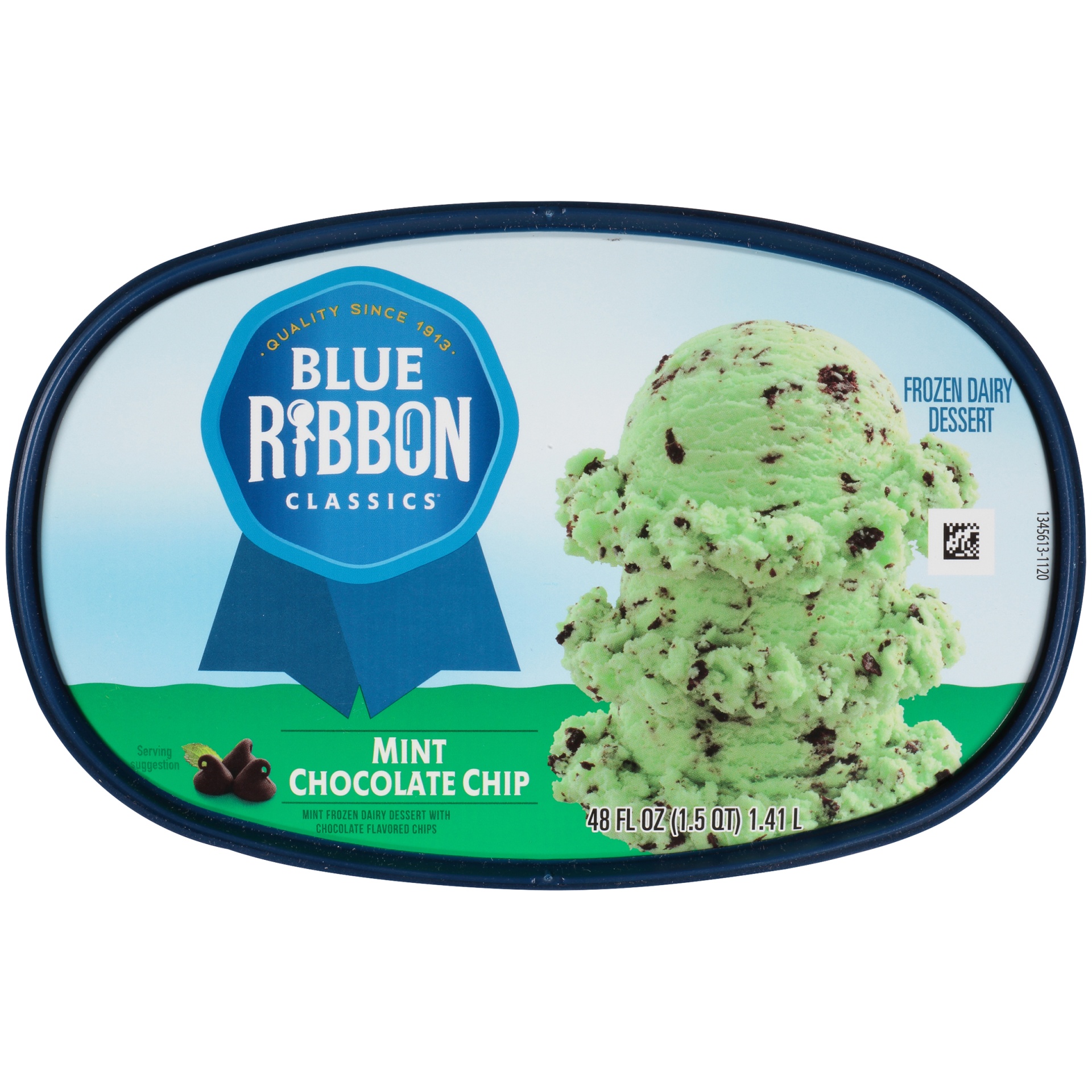 slide 7 of 7, Blue Ribbon Classics Mint Chocolate Chip Reduced Fat Ice Cream, 48 fl oz