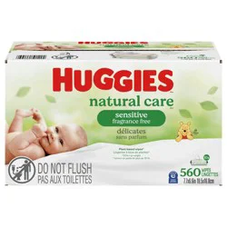 Huggies Natural Care Sensitive Baby Wipes, Unscented, 10 Flip-Top Packs (560 Wipes Total)