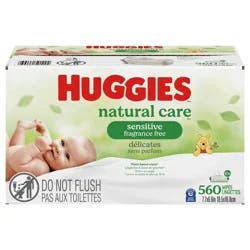 Huggies Natural Care Sensitive Baby Wipes, Unscented, 10 Flip-Top Packs (560 Wipes Total)