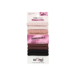 Scunci Comfy Unbreakable Ponytailers for Fine Hair, Neutrals, 10 pk