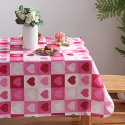 Meijer Corporate Seasonal MCS Val Heartchecker Peva Tablecloth, 60 in x 84 in