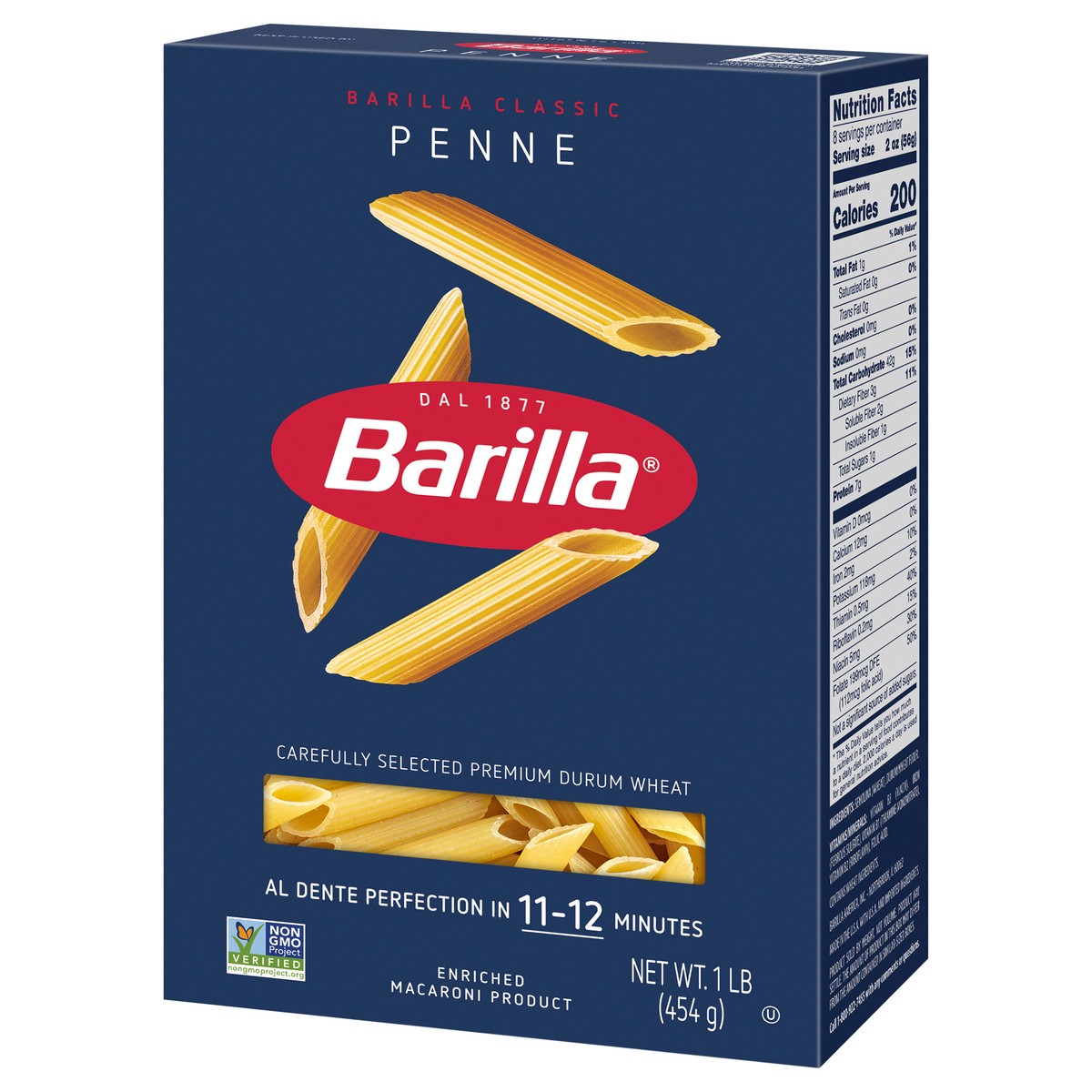 slide 3 of 9, Barilla Blue Box Penne Non-GMO Project Certified & Kosher Pasta, 1 lb