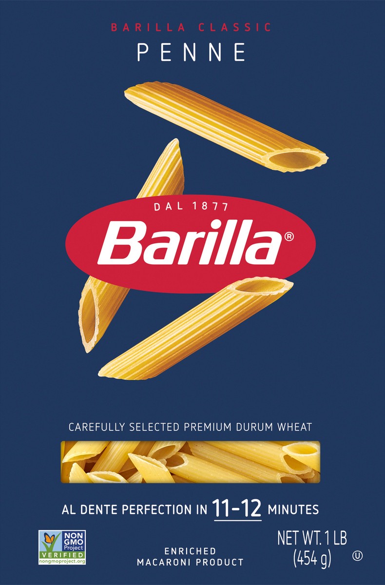 slide 6 of 9, Barilla Blue Box Penne Non-GMO Project Certified & Kosher Pasta, 1 lb