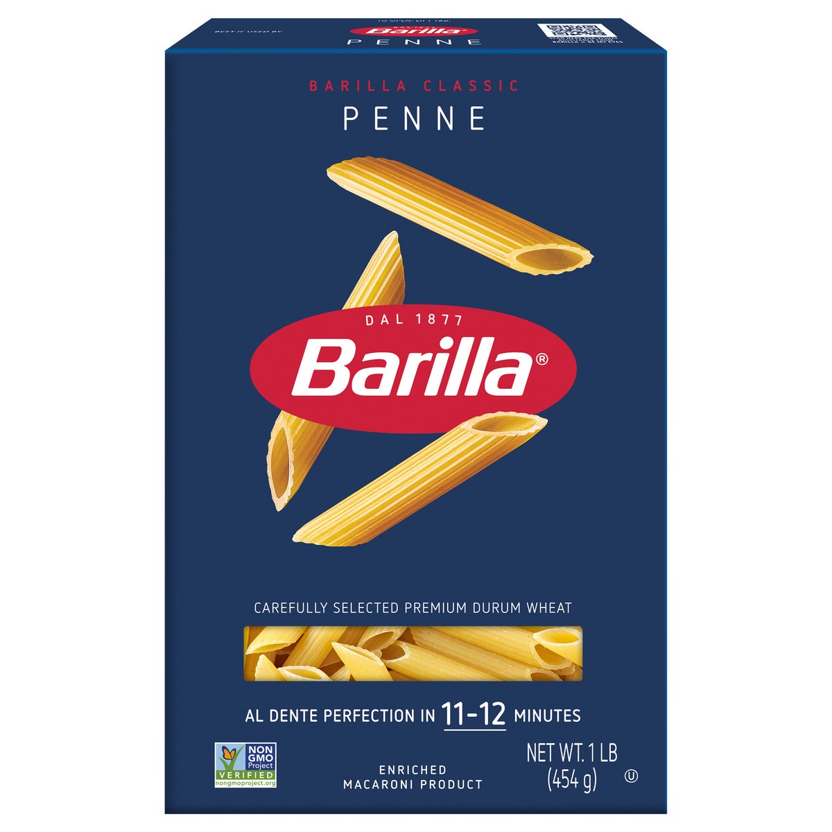 slide 1 of 9, Barilla Blue Box Penne Non-GMO Project Certified & Kosher Pasta, 1 lb