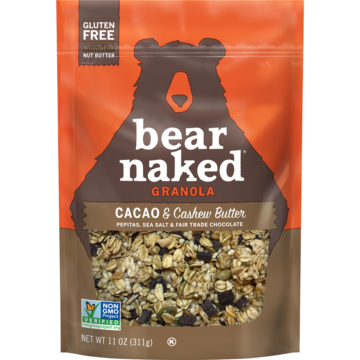 slide 1 of 5, Bear Naked Granola Cacao and Cashew Butter Vegan and Gluten Free, 11 oz