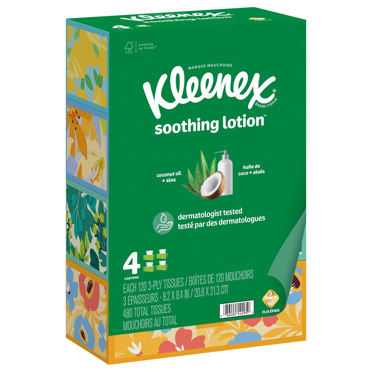 slide 9 of 9, Kleenex Soothing Lotion 3-Ply Facial Tissue - 4pk/120ct, 4 ct