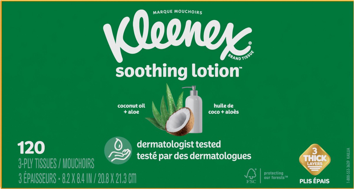 slide 4 of 9, Kleenex Soothing Lotion 3-Ply Facial Tissue - 4pk/120ct, 4 ct