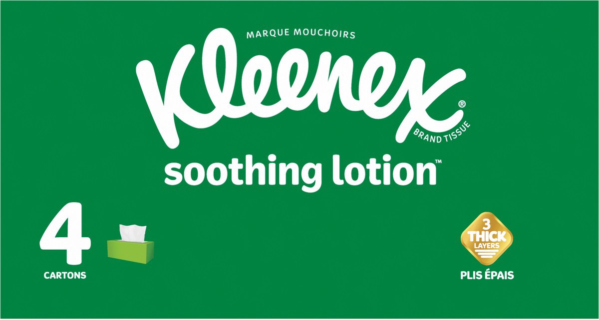 slide 8 of 9, Kleenex Soothing Lotion 3-Ply Facial Tissue - 4pk/120ct, 4 ct