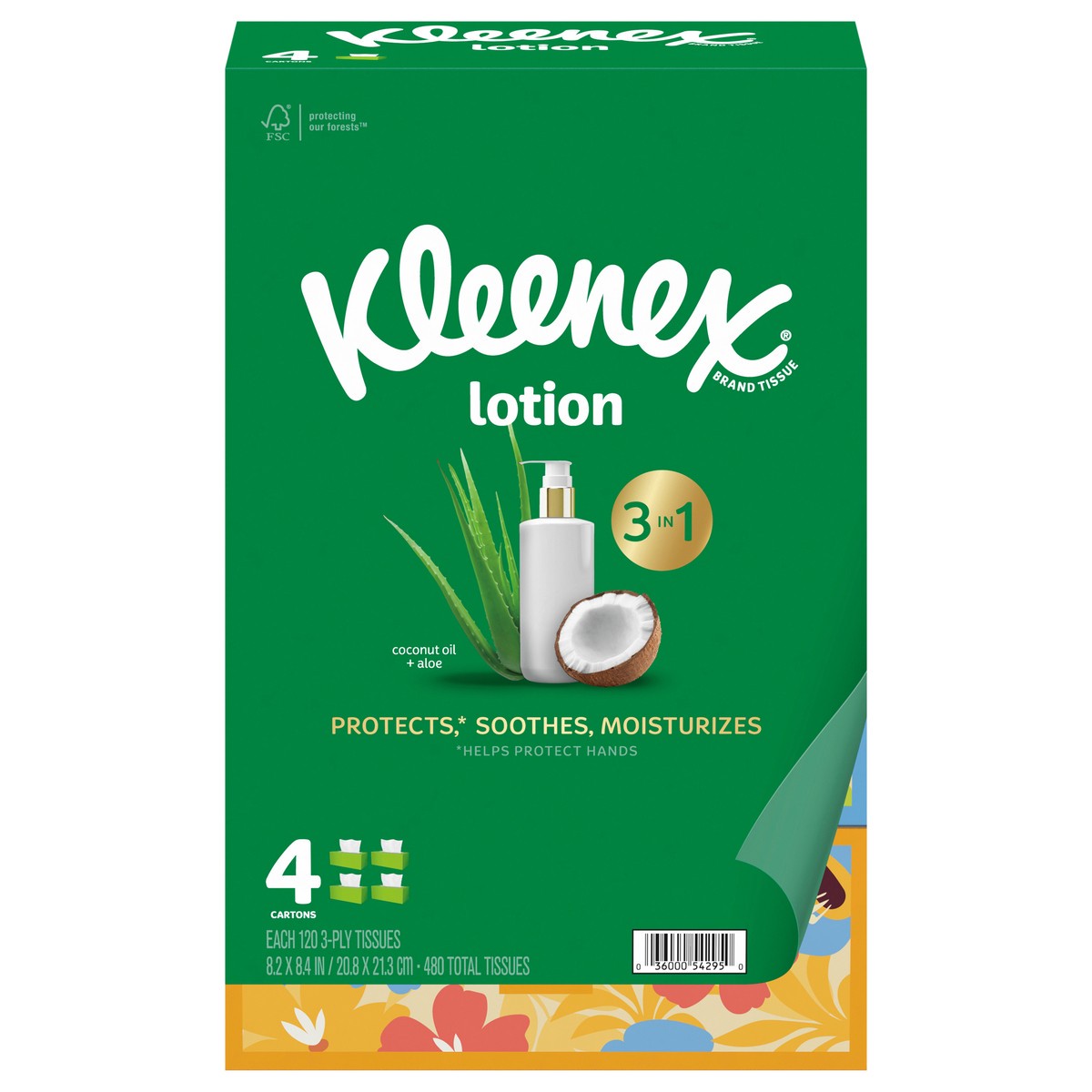 slide 1 of 9, Kleenex Soothing Lotion 3-Ply Facial Tissue - 4pk/120ct, 4 ct