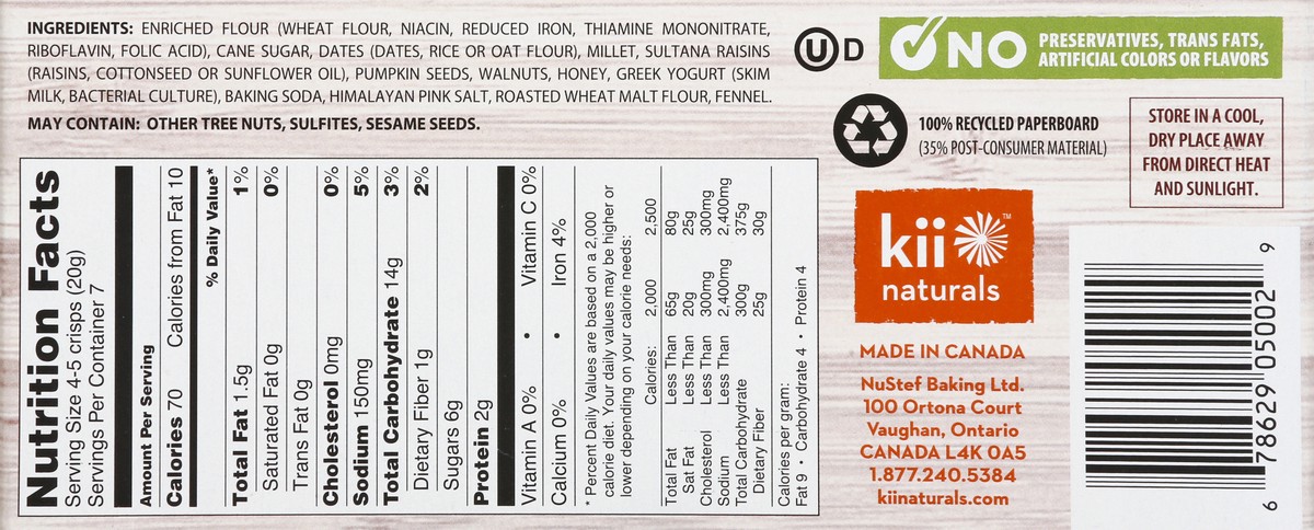 slide 2 of 7, Kii Naturals Date & Walnut Artisan Crisps 5.3 oz, 5.3 oz